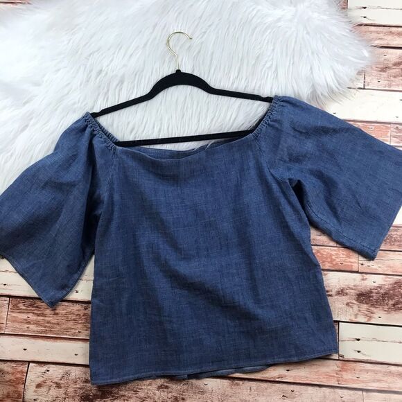 Alice +‎ Olivia chambray off shoulder blouse - Picture 6 of 8